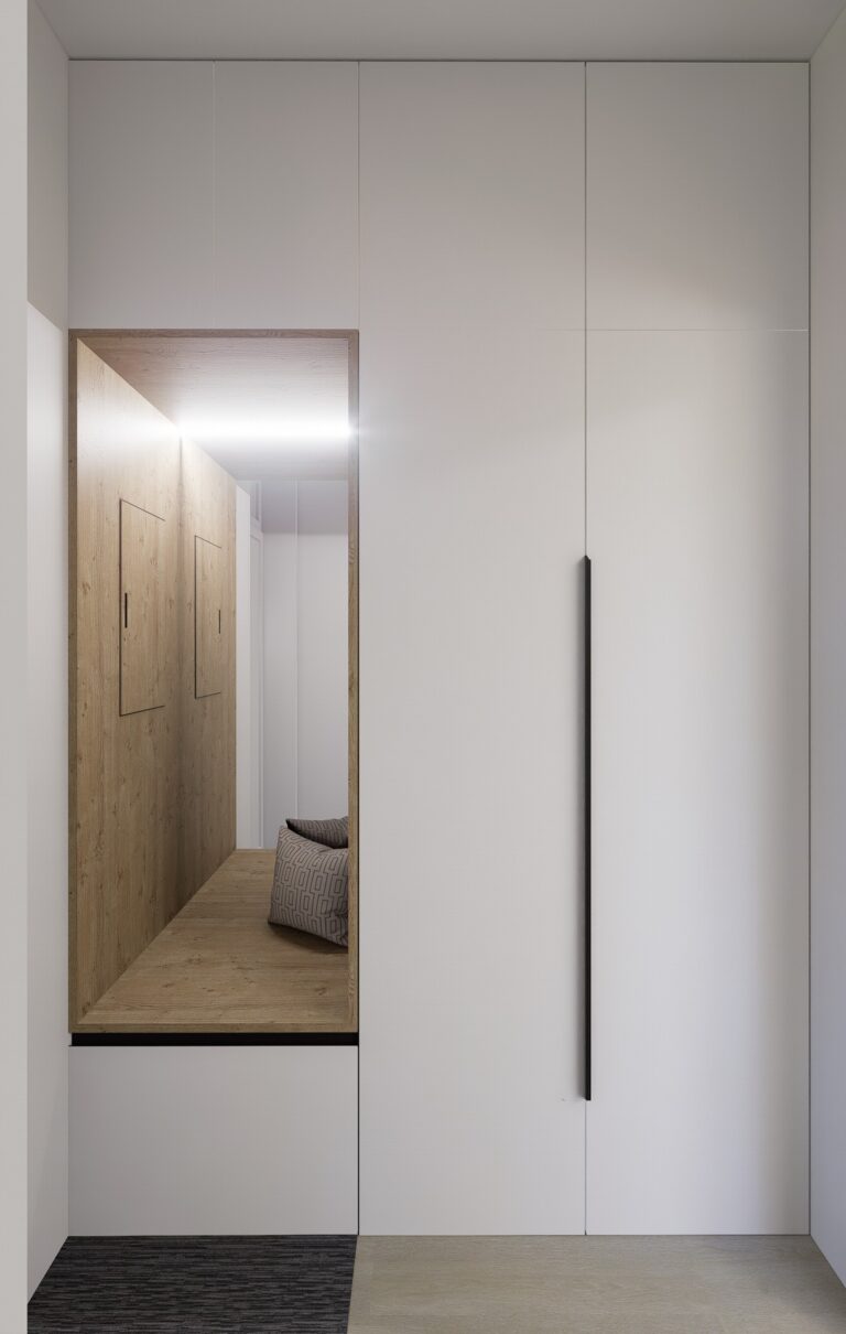 Interiéru bytu v Marianke vstavaný šatník