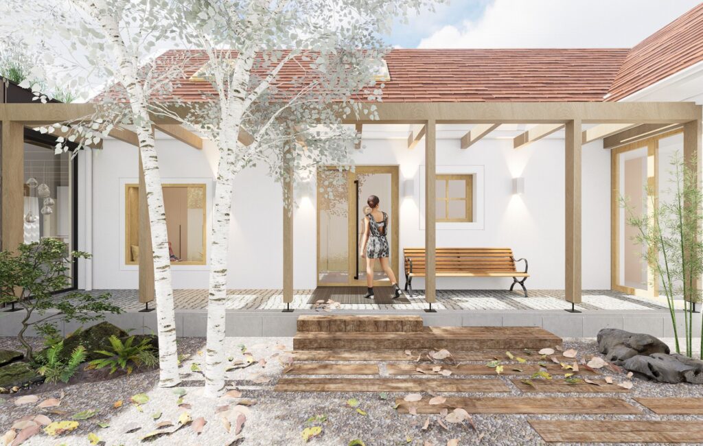 Dostavba vidieckeho domu Peráček závetrie vstupu