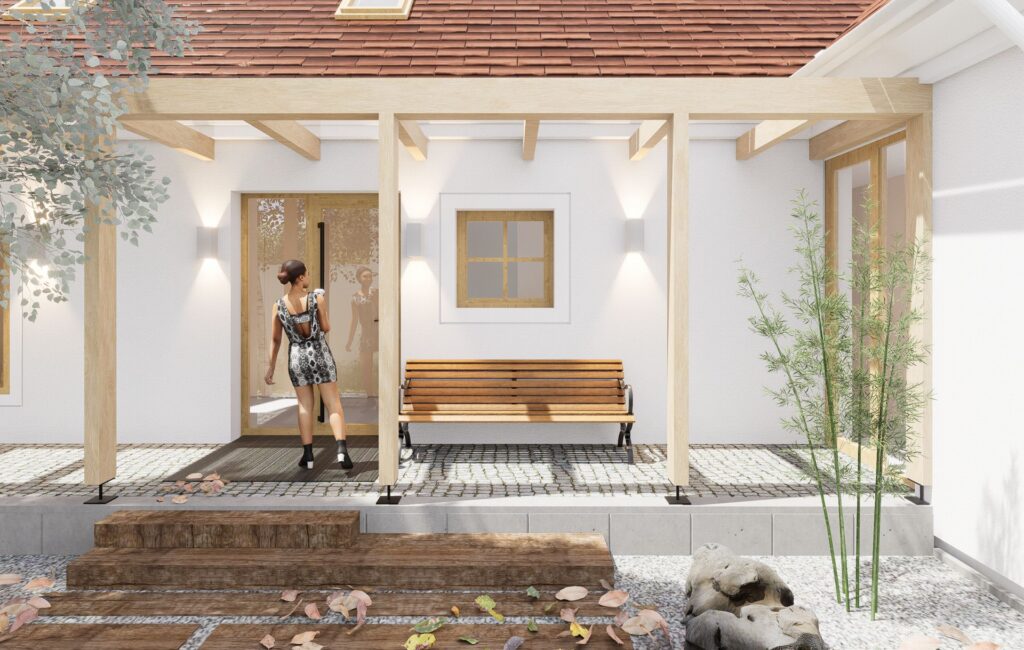 Dostavba vidieckeho domu Peráček pergola drevená