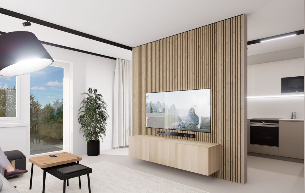 Návrh interiéru bytu, Peráček lamelový obklad