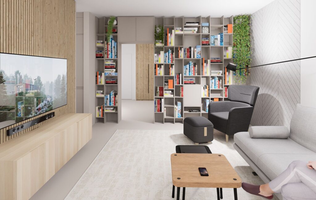 Návrh interiéru bytu, Peráček knižnica