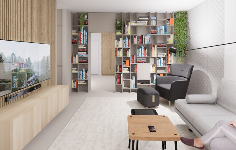 Návrh interiéru bytu, Peráček knižnica