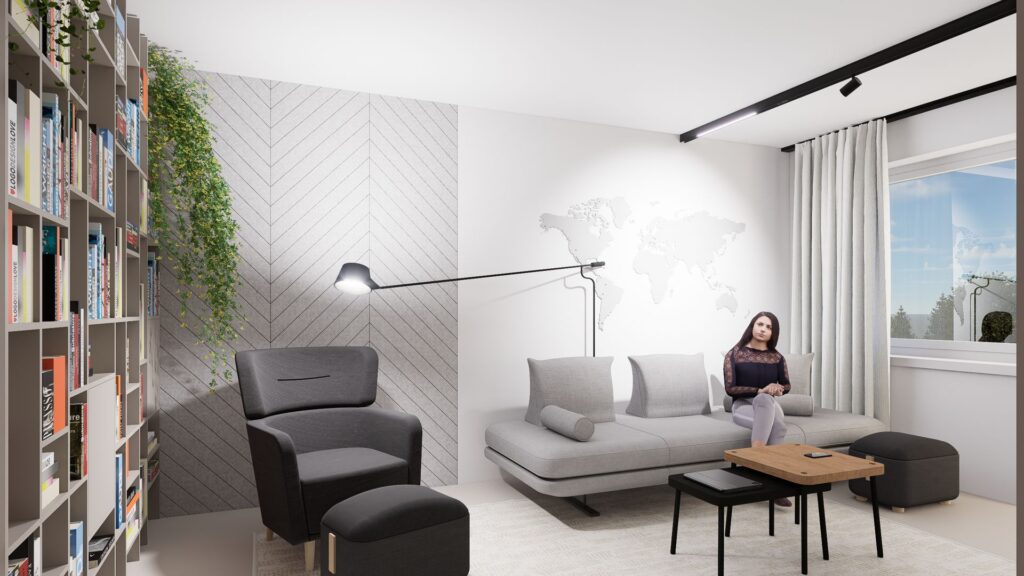 Návrh interiéru bytu, Peráček obývačka