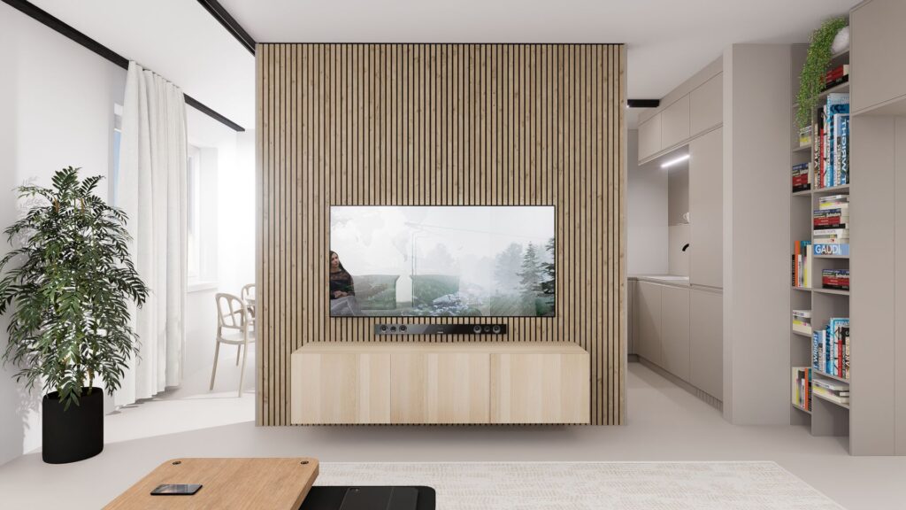 Návrh interiéru bytu, Peráček tv stena
