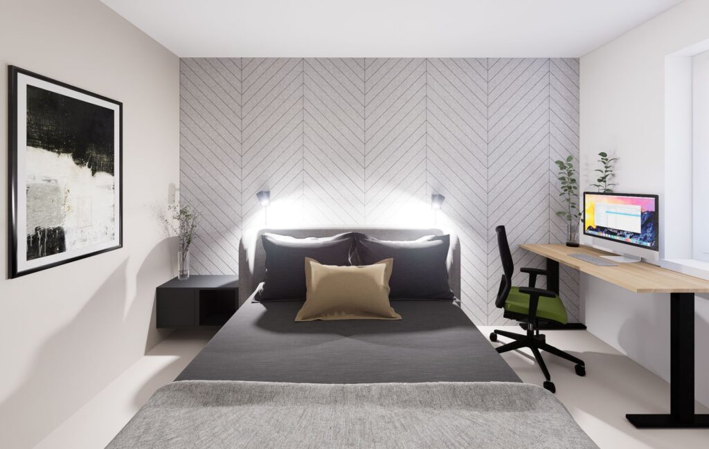 Návrh interiéru bytu, Peráček spálňa