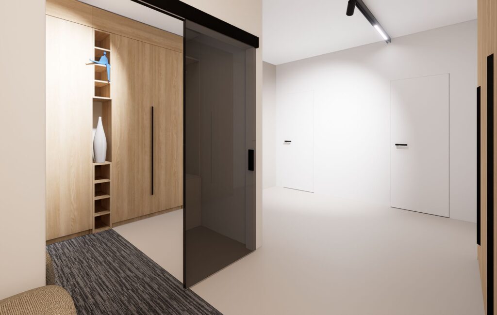 Návrh interiéru bytu, Peráček posuvné dvere