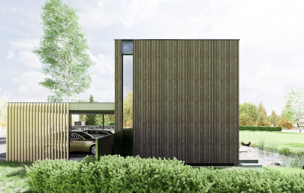 Rodinný CLT dom atelier Peráček carport