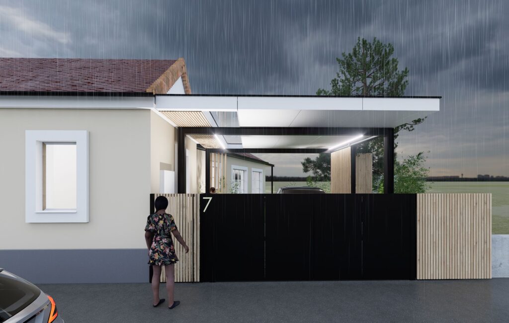 ateliér Peráček lamelový obklad bránky