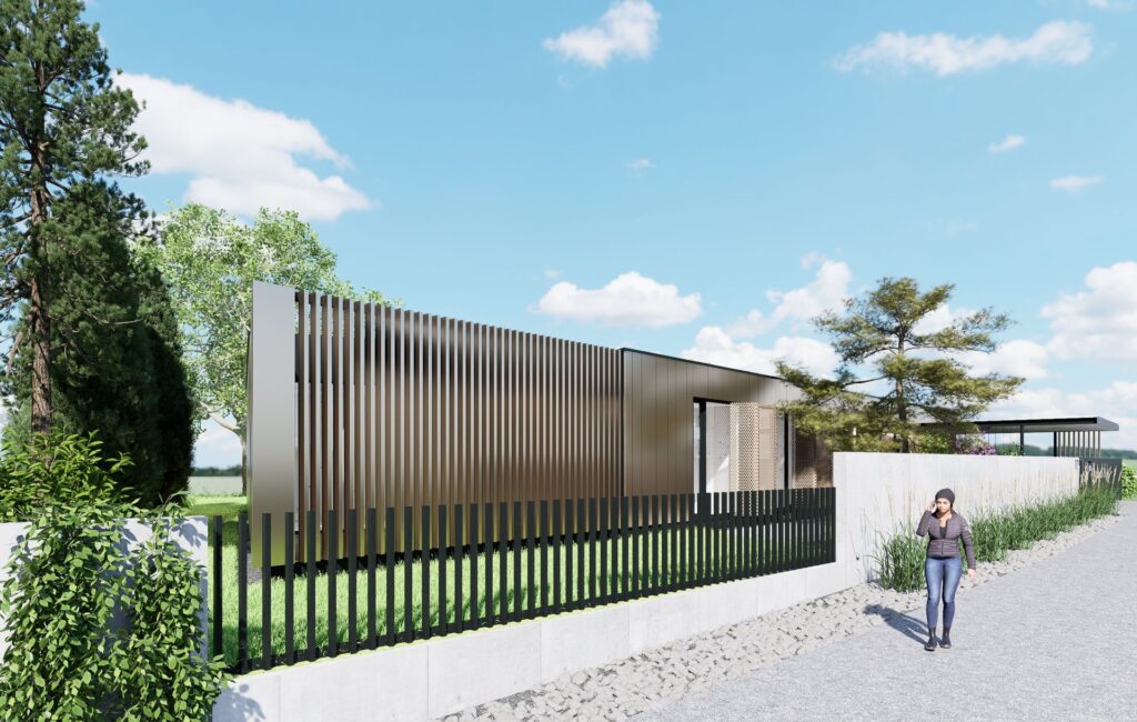 Návrh rodinného CLT domu pod platanom lamely atelier Peráček