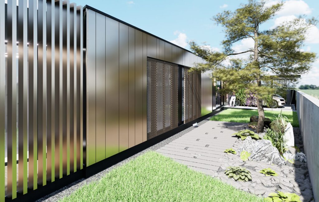 Návrh rodinného CLT domu pod platanom okenice atelier Peráček