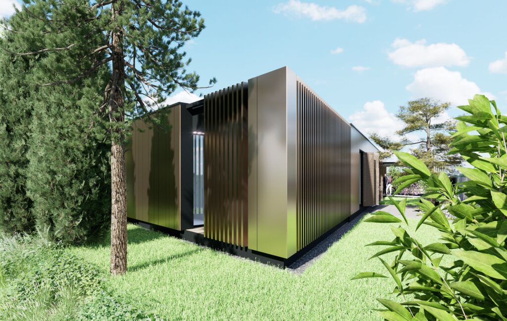 Návrh rodinného CLT domu pod platanom lamely atelier Peráček