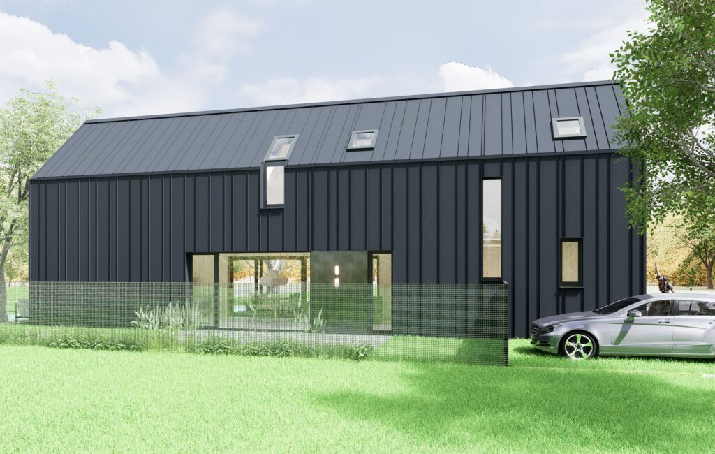 Návrh rodinného CLT domu v Zálesí falcovaná fasáda atelier Peráček