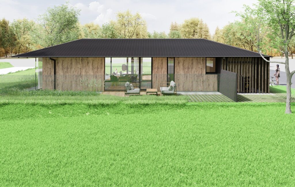 Prízemný CLT dom v Zálesí drevená fasáda atelier Peráček