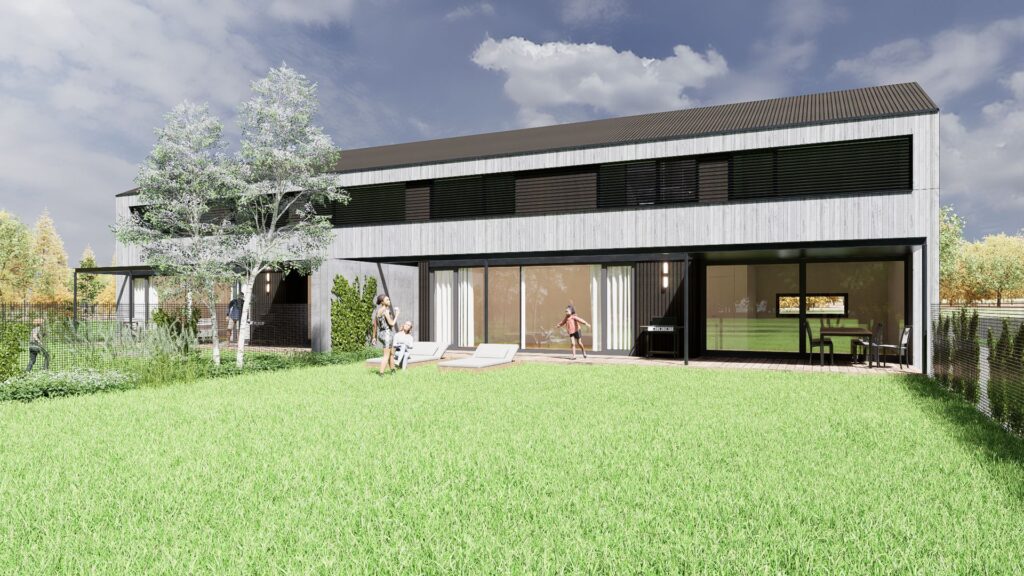 Návrh Dvojdomu, atelier Peráček, pergola