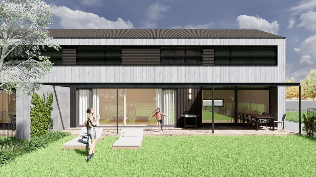 Návrh Dvojdomu, atelier Peráček, pásové okno