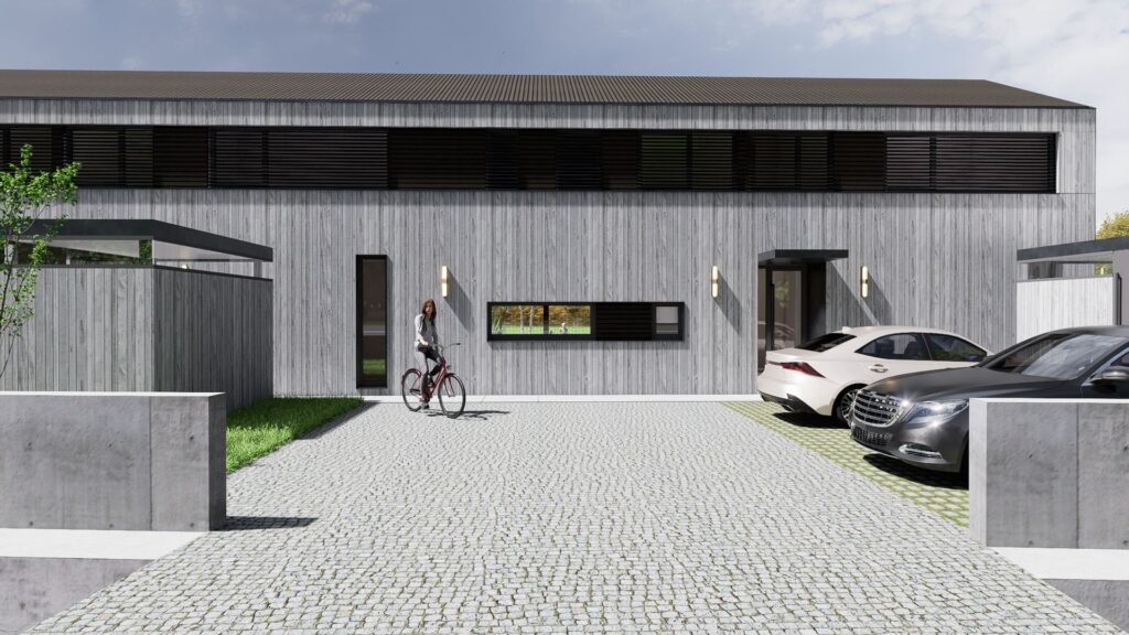 Návrh Dvojdomu, atelier Peráček, predpolie domu