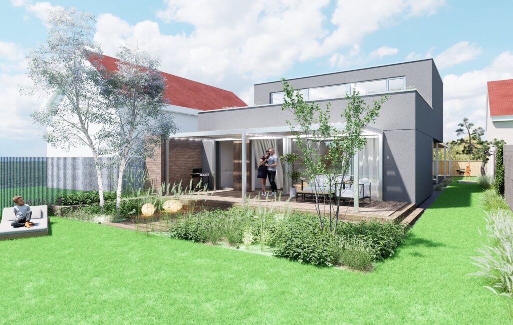 Návrh rodinného domu, atelier Peráček, záhrada