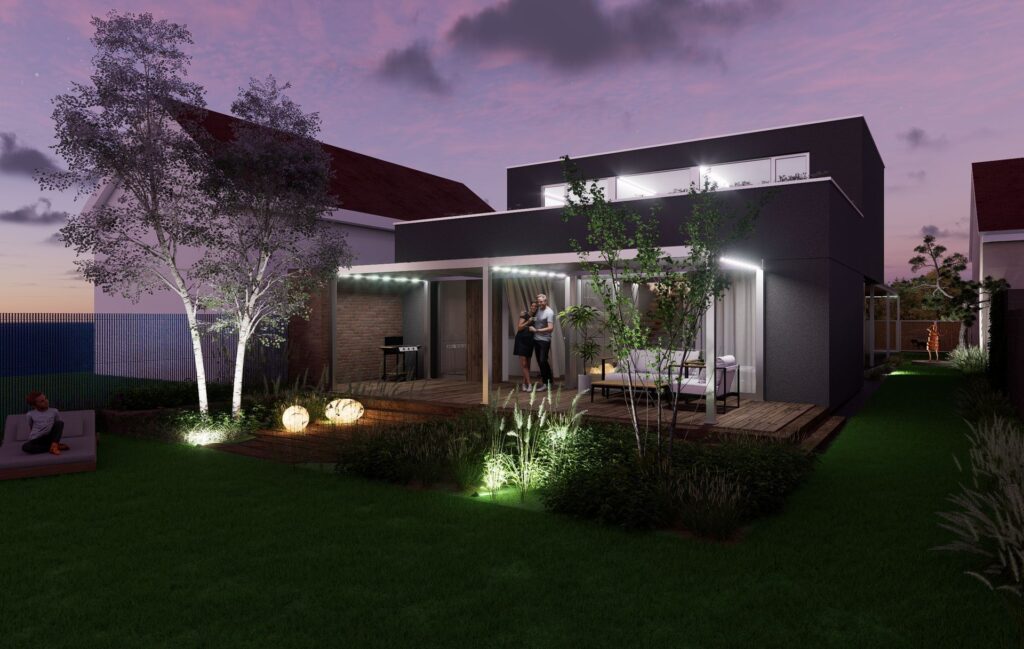 Návrh rodinného domu, atelier Peráček, v noci