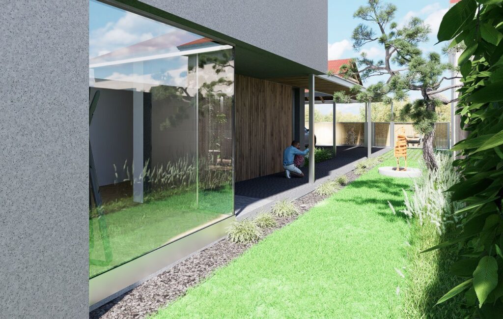 Návrh rodinného domu, atelier Peráček, vstup