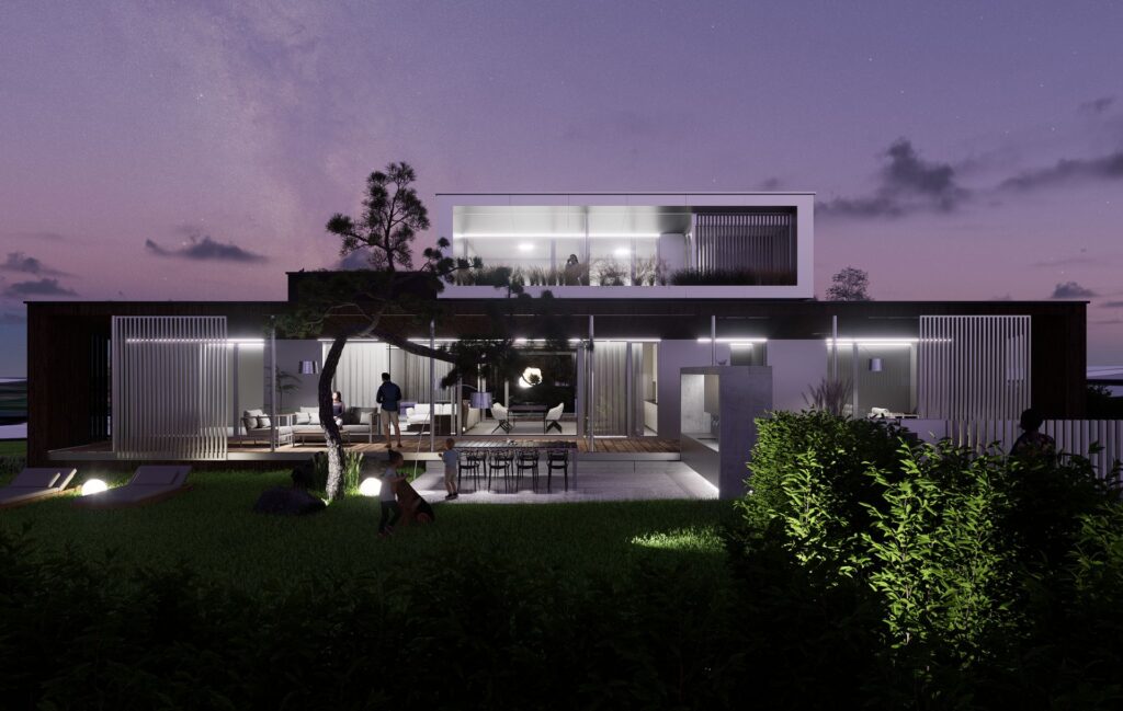 Vila pod Tatrami, CLT 47 ateliér Peráček, night