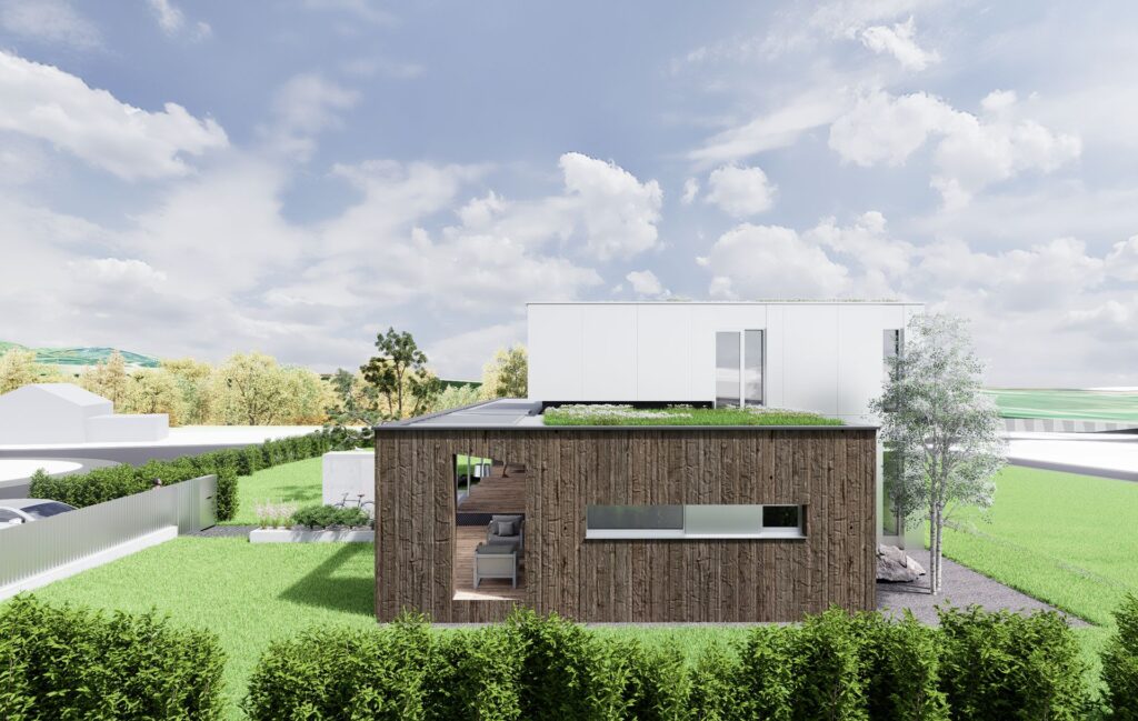 Vila pod Tatrami, CLT 47 ateliér Peráček, opaľované drevo