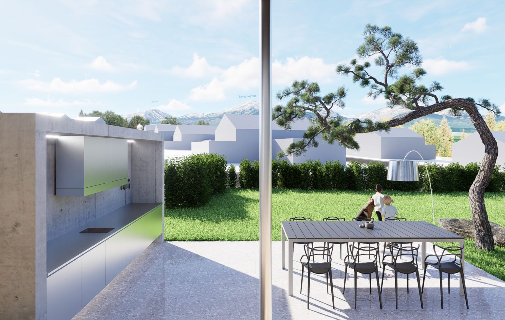 Vila pod Tatrami, CLT 47 ateliér Peráček, výhľad z terasy