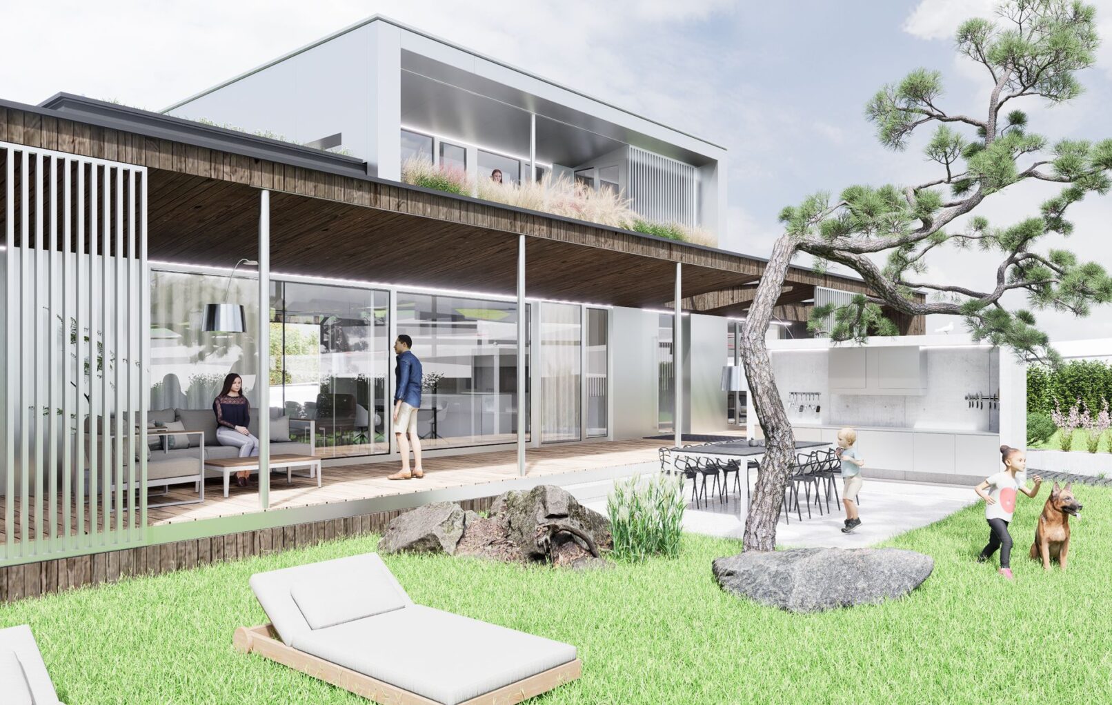 Vila pod Tatrami, CLT 47 ateliér Peráček, terasa