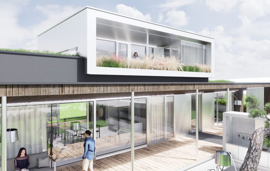 Vila pod Tatrami, CLT 47 ateliér Peráček, drevená terasa