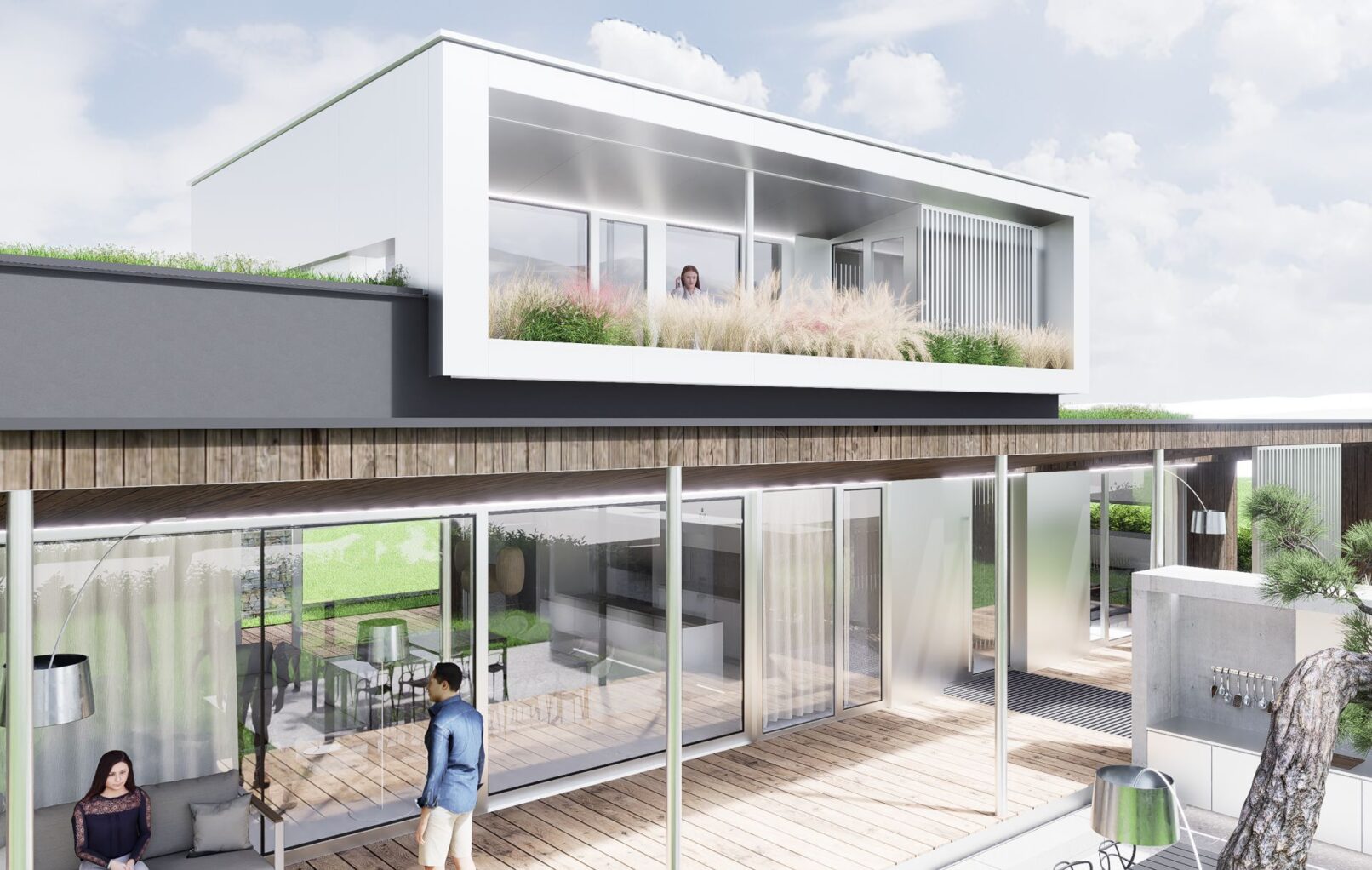 Vila pod Tatrami, CLT 47 ateliér Peráček, drevená terasa