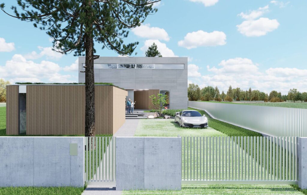 Dom medzi smrekmi CLT 48 ateliér Peráček, pohlad z ulice