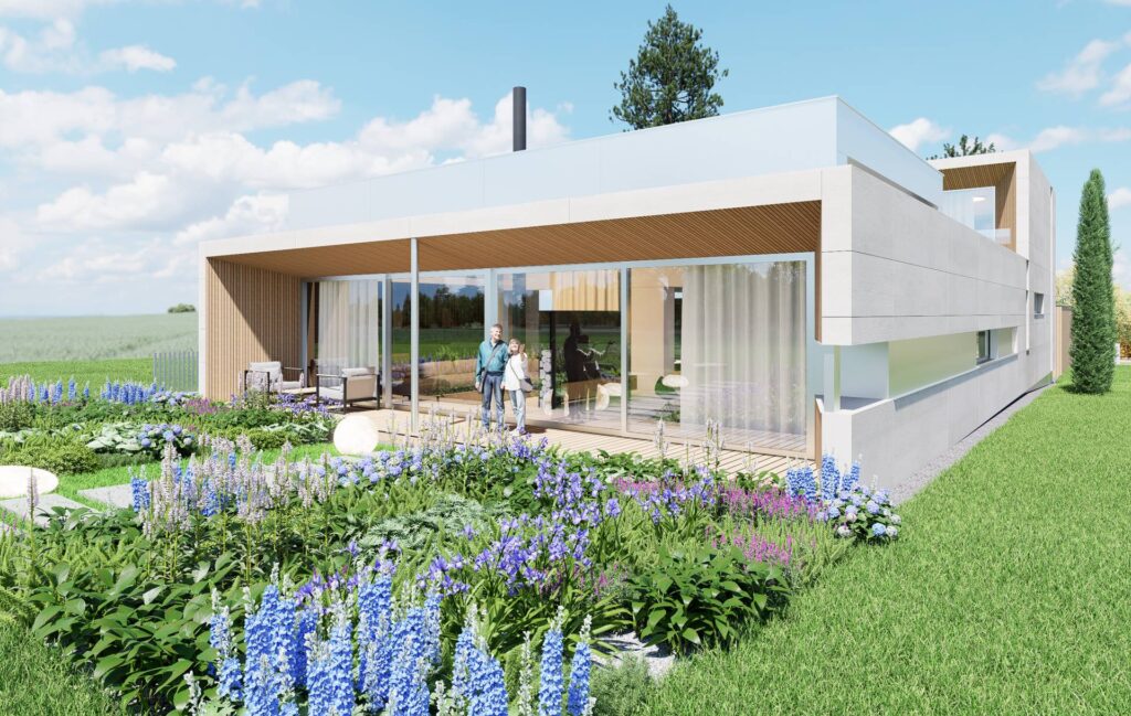 Dom medzi smrekmi CLT 48 ateliér Peráček, terasa